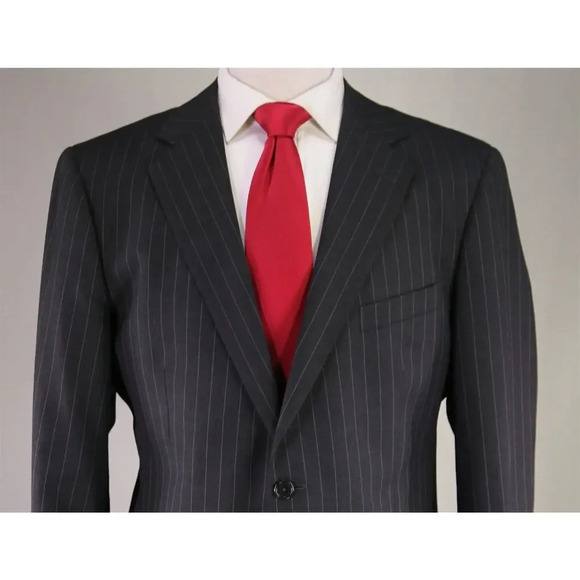 Miller Brothers Ltd Bespoke Recent Gray Pinstripe 2-Btn Wool Suit 42R - Picture 3 of 11